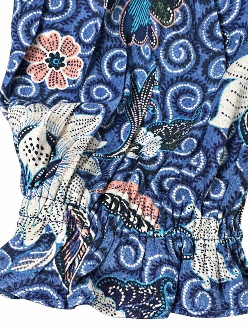 LOFT Blue Floral Long Sleeve Tiered Dress Size M - Picture 4 of 14